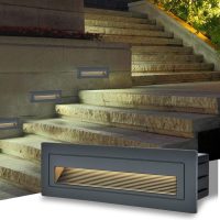 6W LED Step Light for Indoor and Outdoor Stairway Light Modern Wall Fixture Waterproof Horizontal Louver Faceplate Corner Foot Lamp Black