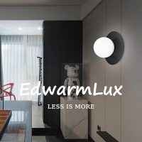 Modern Wall Sconce Industrial Iron Art Wall Lamp with White Globe Frosted Glass Lampshade (Color : Black)