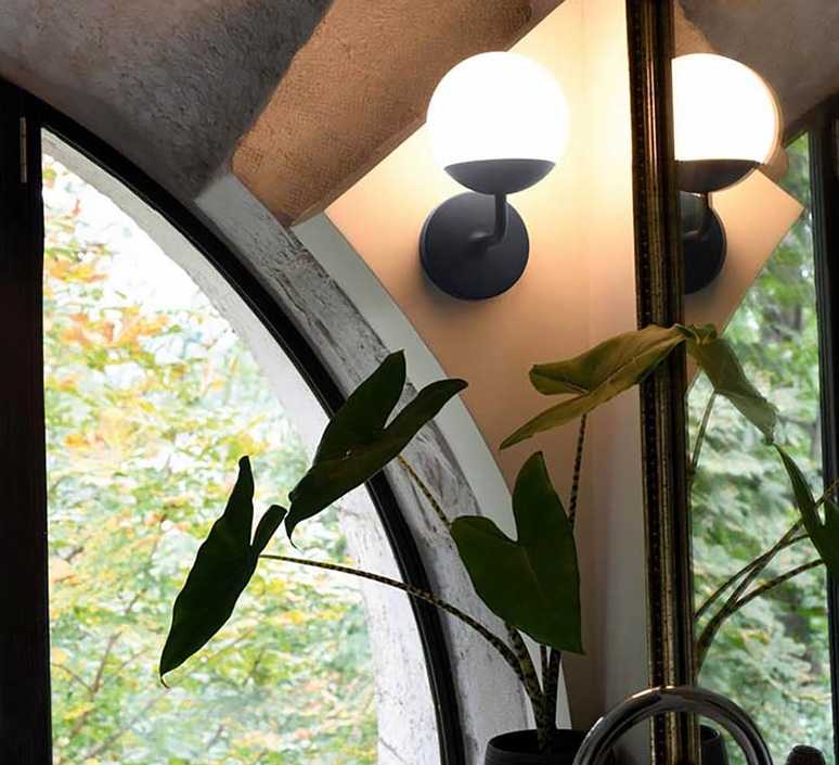 Black Ball Fitting wall light