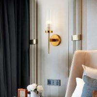 Fluted modern glass and metal wall lamp