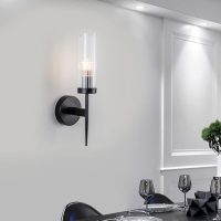 Fluted modern glass and metal wall lamp