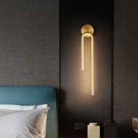 8W Semi-Flush Mount Long Strip Thin Wall Lights, LED Geometric H65 Brass Wall Sconce Indoor