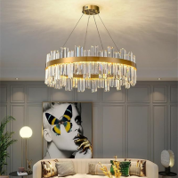 Light Luxury Crystal Showroom Scandinavian Gold Round LED Crystal Chandelier 60cm