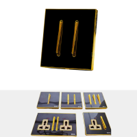 2 Gang 2 Way Black Gold Piano Switch