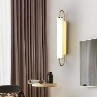 Indoor Flute Wall Light Electroplated Gold Metal Wall Lamp with Long Tube Glass Shade Modern LED Wall Lighting Fixture