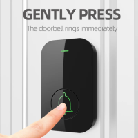Black UK Plug Ringtones Chime Remote Control IP44 Waterproof Ring Wireless Doorbell for Indoor 120V/220V Door Bell for Home