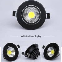 LED Spotlight for Home Hotel Lamp Black COB Recessed Ceiling Light Rotating LED Flood Spot Light 7w
