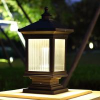 Outdoor Wall Lights, Creative 4-Optional Villa Home Street Park Garden Lawn Lighting Pillar Lights Loft Vintage Glass Post Lights Outdoor Waterproof Aluminum Column Lamps E27
