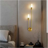 Two-Light Gold Wall Sconce with Brass Wall Lamp,Light, Bathroom Fixture