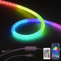 RGB IC Neon LED Strip 360° Luminous Round Reticulated Neon Light Colour Changing LED Strip App Control Music Sync for Bedroom Home DIY Lighting