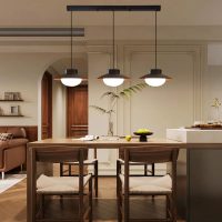 3 Light Led Wood Color Resin Round Pendant Light