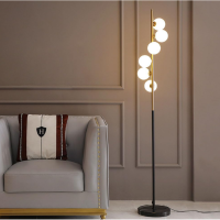 6 Ball White Glass Shade Floor Lamp