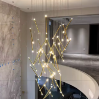 LED strip pendant lighting minimalist living room villa restaurant chandelier G chandelier/ staircase cylindrical light pendant light