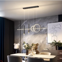 black LED dining pendant light with 2 drop light