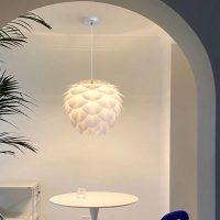 Nordic Exquisite Pendant Lamps,PVCmaterial Lampshade Hanging Lights,White Circular Ceiling Lamp,Rope Adjustable Chandelier,Hanging Light Fixture,Living Room,Bed Room,Bedside