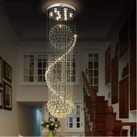 Crystal Pendant Light, 3W Tri-Color LED Indoor Ceiling Lighting for Living Room, Villa, Staircase, and Duplex Spaces (3W Tri-Color Light)