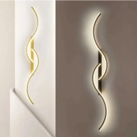 Modern LED Wall Lamp: Black & Gold Finish, Perfect for Bedroom, Living Room & Hallway