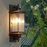 Riankh Outdoor Wall Sconce, Vintage Lantern Wall Sconce, Waterproof Coach Lights, Retro Wall Mounted Porch Lamp, House Exterior Lamps with Glass Shade
