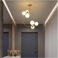 Nordic Simple Design Glass Ball Chandeliers for Dining Room Modern Home Decor Pendant Light Kitchen Lustres Brass Hanging Lamp,Modern-Warm White-6 Heads
