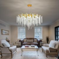 Crystal Tree Branch Chandeliers, Luxury Gold Chandeliers, Round, Raindrop Shaped Pendants, 12 Lights, Ceiling Hanging Light for Dining Room, Bedroom, Living Room, And