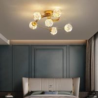 CITRA 6 Light Fairy Light Gold Amber Glass Chandelier Ceiling Lights - Warm White