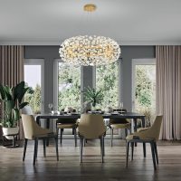 Modern K9 Crystal Ceiling Chandelier | Gold Led Flower Light 60cm G9 Bulb