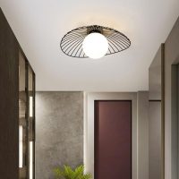 Black 1-Light Semi Flush Mount Light Fixture Metal Mesh Art Decor Pendant Light Danish Style Spot Lights, 15.7inch Unique Ceiling Light Fixture for Kitchen Entryway Bedroom Foyer