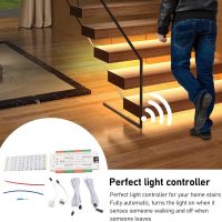 Motion Sensor LED Stair Light Controller, Cascade LED Staircase Lighting Kit, LED Step Running Light Controller, Staircase Human Sensor Tread Light Intelligent Controller