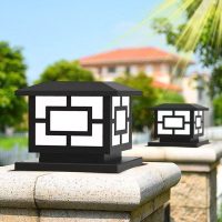 Garden Post Light Landscape LED Modern Outdoor Post Light E26 Waterproof Column Lamp Aluminum Glass Post Lamps Decoration Terrace Lamps Villa Garden Fence Pedestal Lamp (Black)