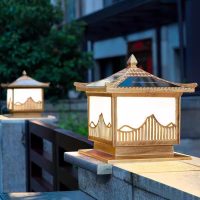 Electric European Style Gate Light Column Headlight Wall Light, Traditional E27 Exterior Outdoor Post Lantern Antique Pillar Lights Square Outside Door Column Headlight Weatherproof IP55 (Size : 30cm)