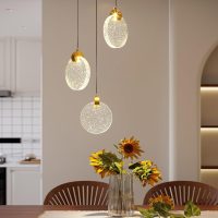 Bubble Crystal Light - Modern LED Ceiling Light, Gold Ceiling Light, Warm Light Crystal Pendant Lamp for Living Room, Bedroom, Dining Room