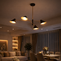 Chandelier, Scandinavian chandelier creative personality home living room chandelier designer modern simple atmosphere dining room light(4 Heads),