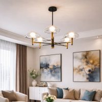Modern Simple 8 Light Chandelier Sputnik Chandelier Mid Century Industrial Pendant Lighting for Kitchen Dining Room Living Room-Gold 8 Lights
