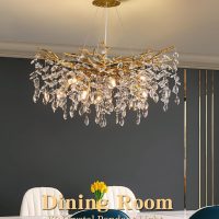 Modern Tree Branch Crystal Chandelier Luxury Gold Crystal Pendant Lighting 30" Contemporary 10-Light Chandeliers for Dining Room Kitchen Bedroom Living Room