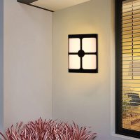 IP65 Waterproof Outdoor LED Wall Light, Decorative Square Window Porch Light, 24W Modern Black Wall Sconce, 3000K Warm White, Hallway Lights for Balcony, Garage Entrance