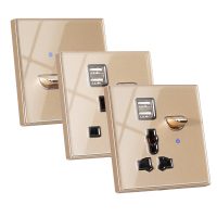 13A Single Luxury Type C USB port  Tempered Glass Gold Socket | Universal port