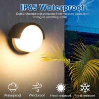 Round Outdoor Wall Light, Low-key Outdoor Porch Lighting, Modern Fixture, 12W 3200K Suitable for Patios and Deck (6 inches)