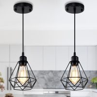 Industrial Pendant Light Fixture Metal Cage Lights Farmhouse Pendant Lighting for Kitchen Island Dining Room Pendant Hanging lamp
