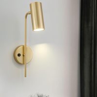 Gold 360° Rotation Metal Wall Sconces Adjustable Cylinder Wall Light Wall Mounted Lighting Fixture for Bedroom Bedside House Reading Living Room Home Hallway Dining Deco