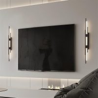 Black LED Linear Tube Wall Sconce Minimalist Strip Wall Lamp