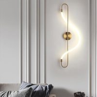 Gold Strip linear wall sconce in iron art LED wall