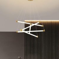 6 Heads Led Gold Body Modern Chandelier Pendant Light Hanging Lamp