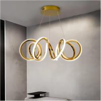 Bright Gold Led Chandelier | Suspension Lamp Curve Pendant Light
