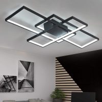 Geometric Gold  Pattern Square Ceiling Lamp| 3 color LED light