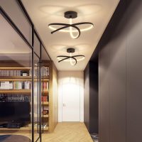 Tricolor Black LED Semi Flush Mount Ceiling Light (