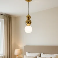 Sleek 2 gold ball pendant light