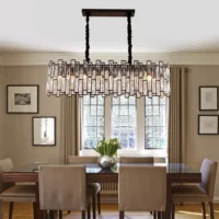 800mm Farmhouse Crystal Chandelier | Black Cylinder Drum Shade Crystal Chandelier