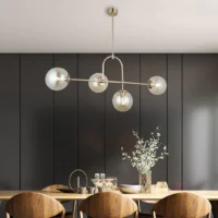 4 Bulb Amber Glass Chandelier