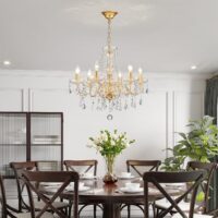 Crystal Chandelier Light Fixture, Modern K9 Crystal Chandeliers for Dining Room, 6-Lights Gold Ceiling Light