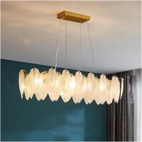 800mm Contemporary Feather Glass Shade Linear Chandelier